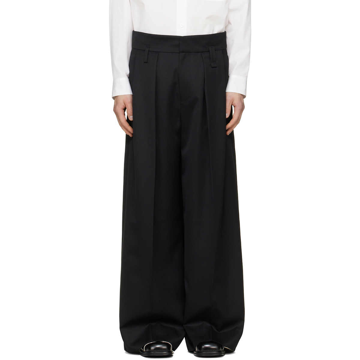 Simone Rocha Black Peeling Waist Wide Leg Trousers