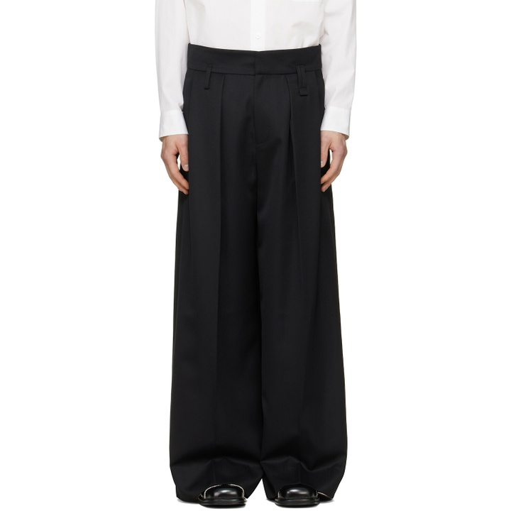 Photo: Simone Rocha Black Peeling Waist Wide Leg Trousers