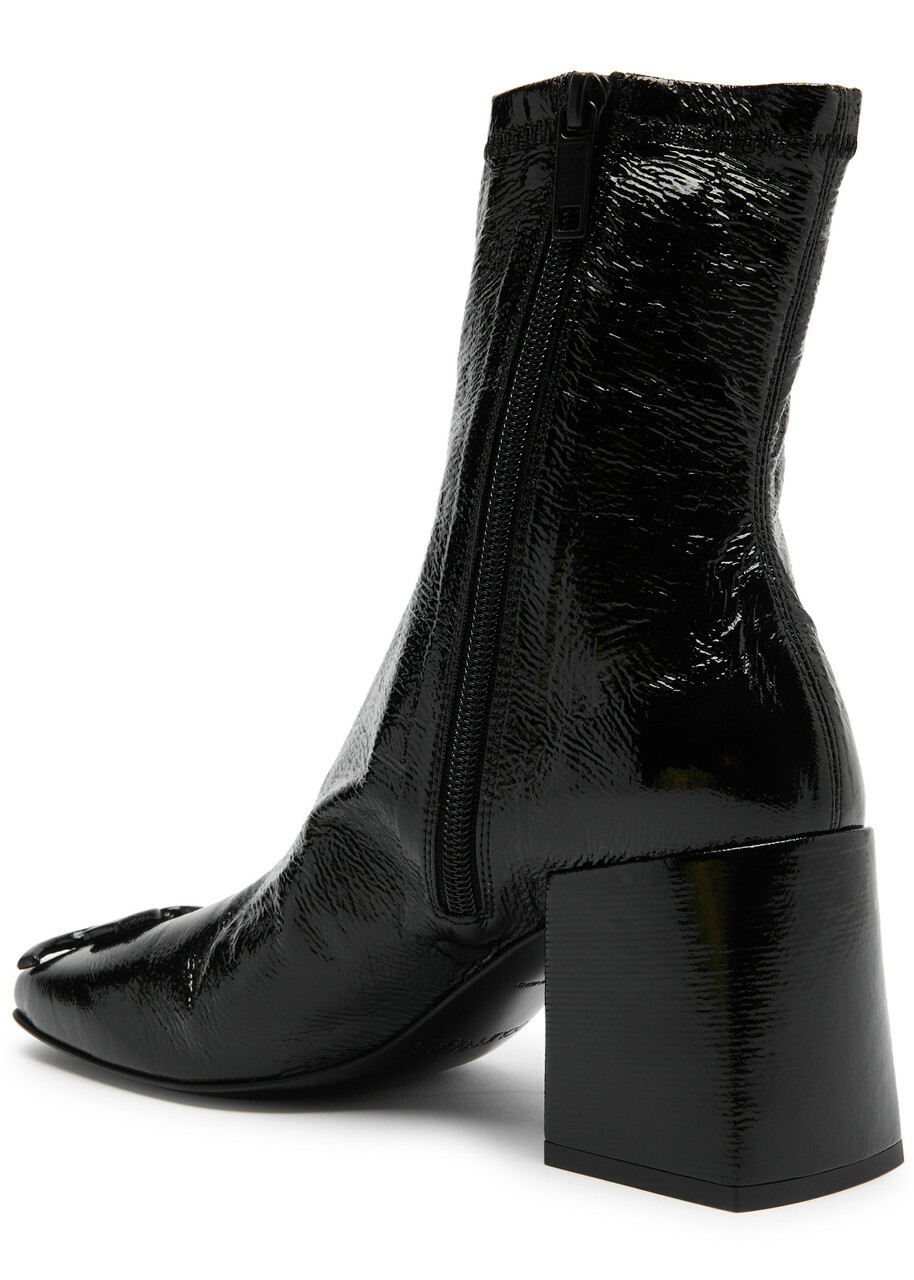 Courrèges Reedition 75 Crinkled Vinyl Ankle Boots Black