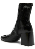 Courrèges Reedition 75 Crinkled Vinyl Ankle Boots Black