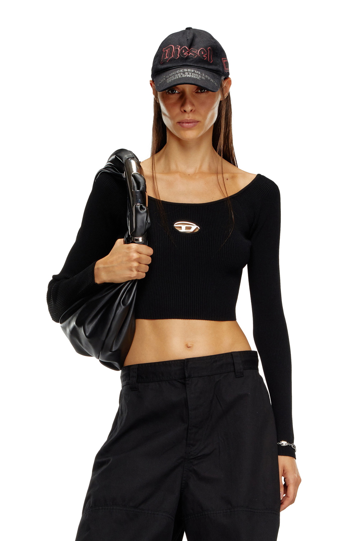 Diesel Off-the-shoulder top in ribbed knit - Tops Womens in 