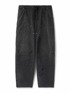 Balenciaga - Double Knee Panelled Distressed Drawstring Jeans - Black