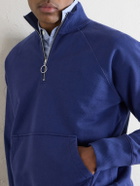 Drake's - Cotton-Jersey Half-Zip Sweater - Blue