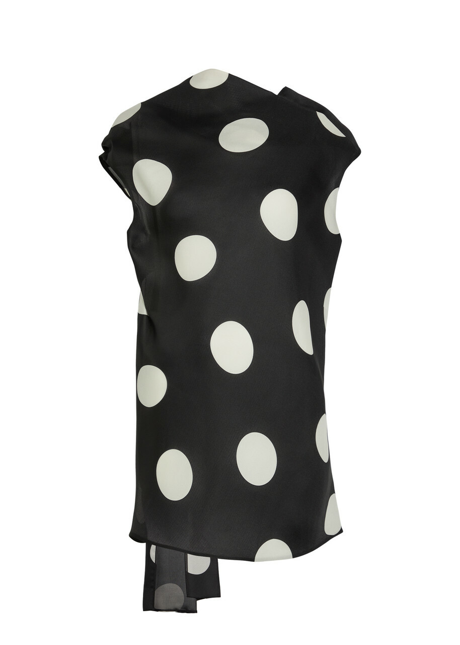 Khaite Tatia Polka-dot Draped Silk Mini Dress Black And White