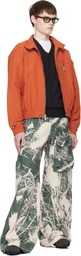Reese Cooper Orange Nylon Cinched Harrington Jacket