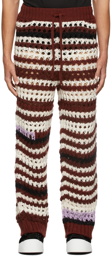 Marni Red & Off-White Crochet Sweatpants