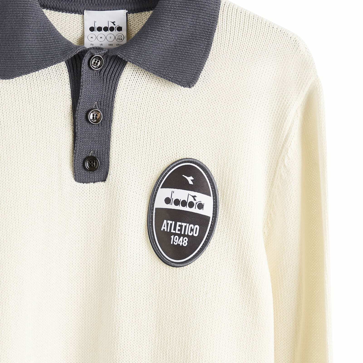 Diadora Legacy Long Sleeve Polo in White Alyssum
