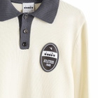 Diadora Legacy Long Sleeve Polo in White Alyssum