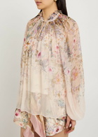 Zimmermann Rebellion Billow Floral-print Georgette Blouse Cream