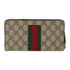 Gucci Beige Web GG Supreme Zip-Around Wallet