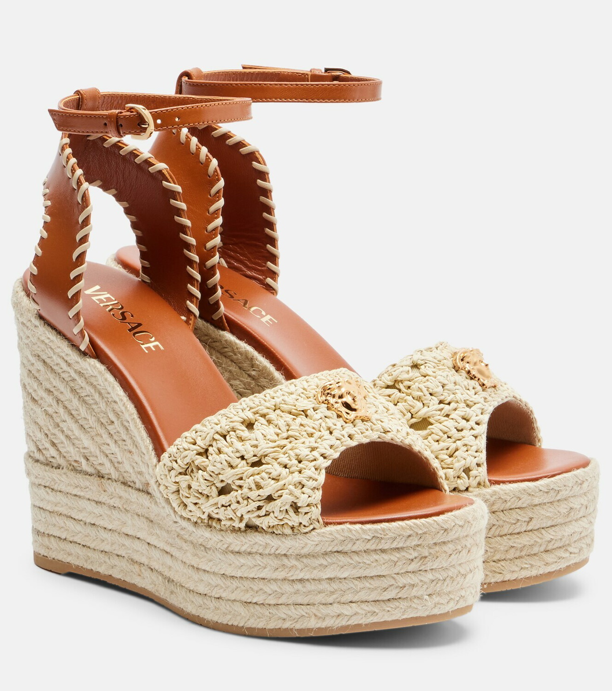 Versace Medusa espadrille wedge sandals