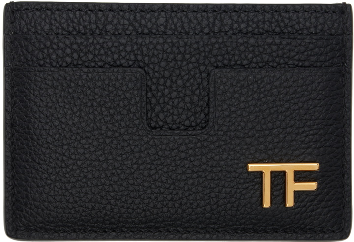 Photo: TOM FORD Black Small Grain Leather Classic Card Holder