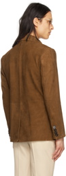 Ernest W. Baker Brown Buttoned Leather Blazer