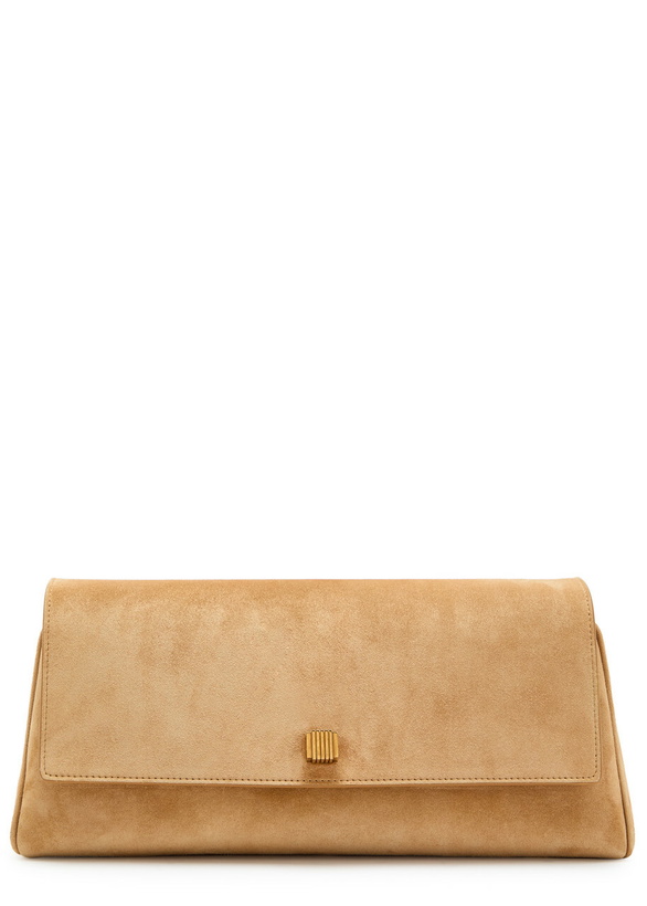 Photo: Khaite Audrey Suede Clutch - Camel - One Size