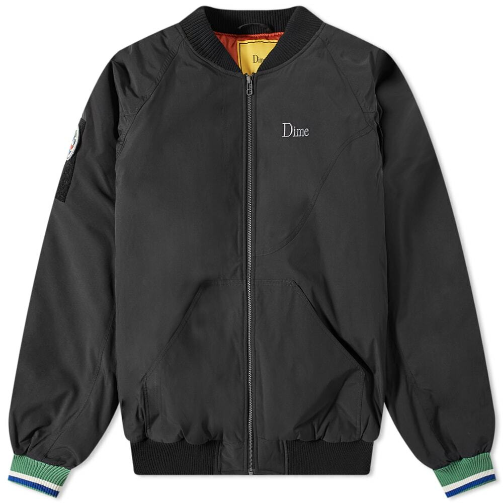 Dime Men's Velcro Patch Bomber Jacket in Black Dime