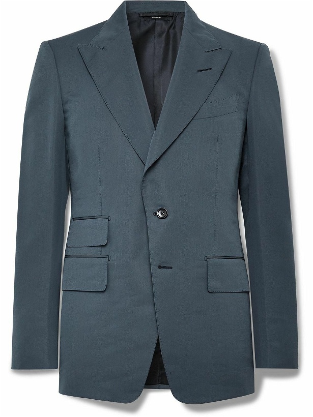Photo: TOM FORD - Shelton Slim-Fit Cotton and Silk-Blend Suit Jacket - Blue