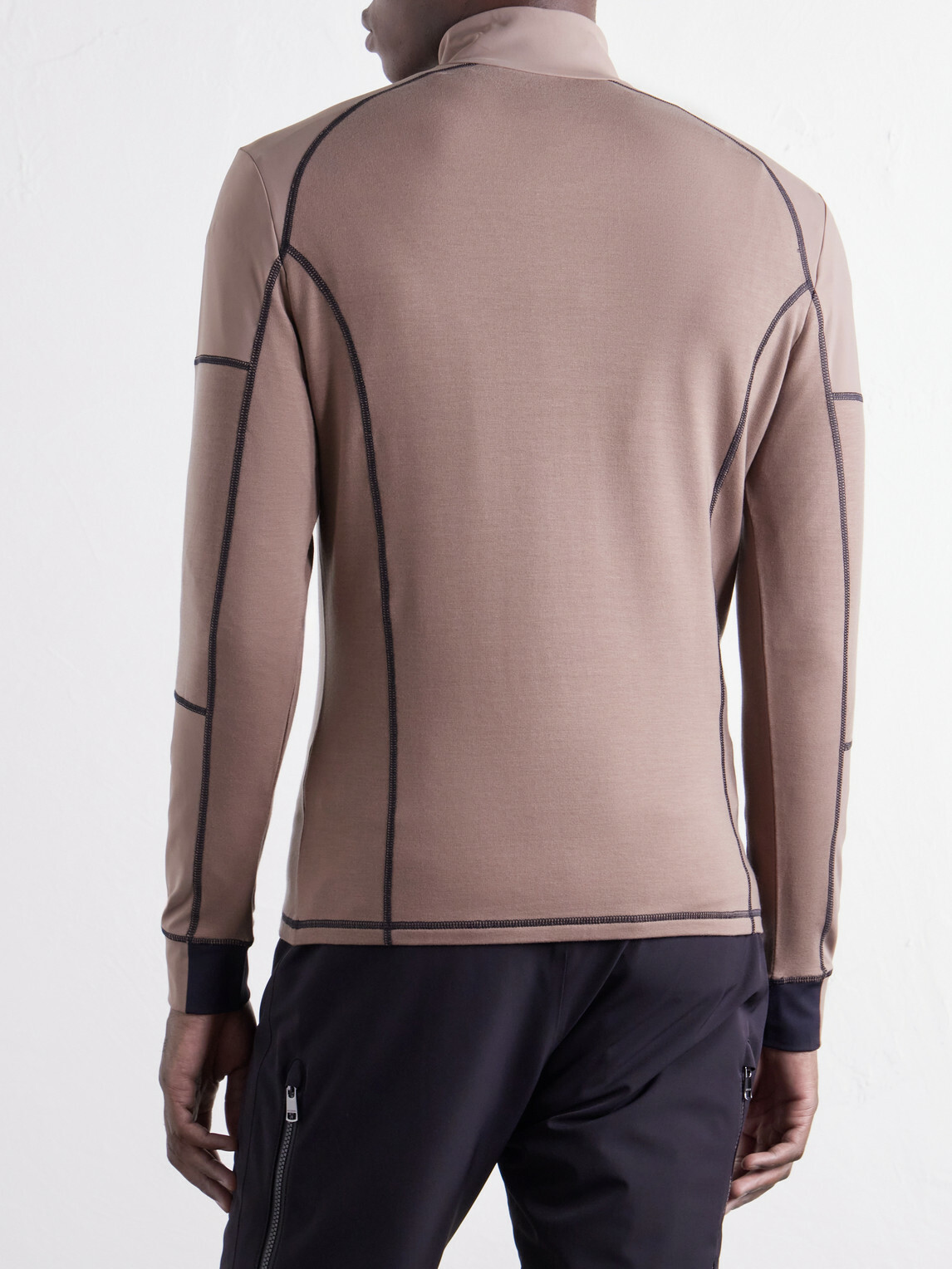 BOGNER - Marino Panelled Stretch-Jersey Half-Zip Ski Mid-Layer - Brown