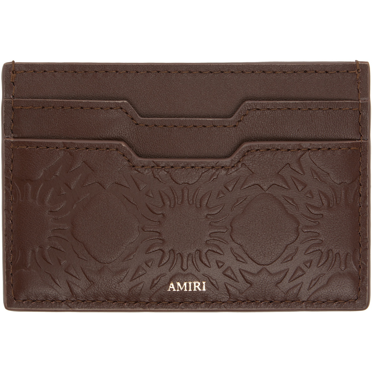AMIRI Brown 'MA' Quad Leather Card Holder