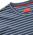 Isaia - Mélange Striped Cotton-Jersey T-Shirt - Blue