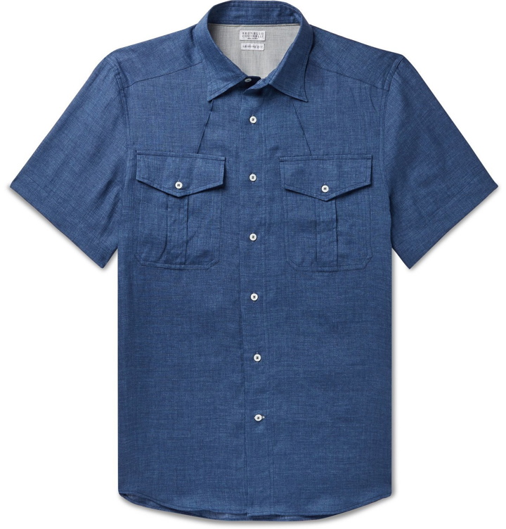 Photo: Brunello Cucinelli - Slub Cotton Shirt - Blue