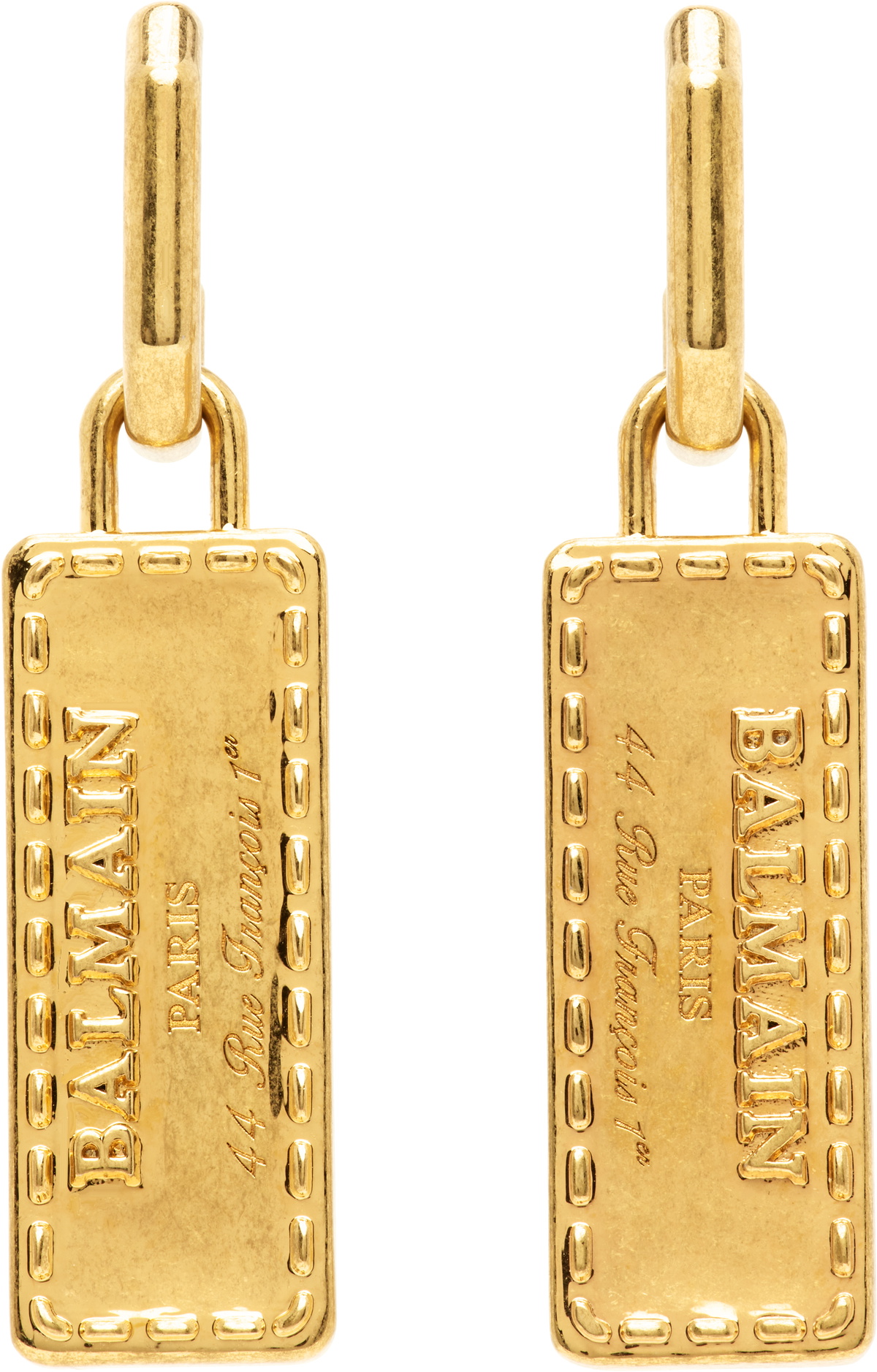 【関税込み】Balmain ゴールド Signature Tubular ピアス Balmain Signature Mesh earrings Balmain