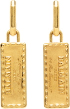 Balmain Gold Signature Tubular Earrings