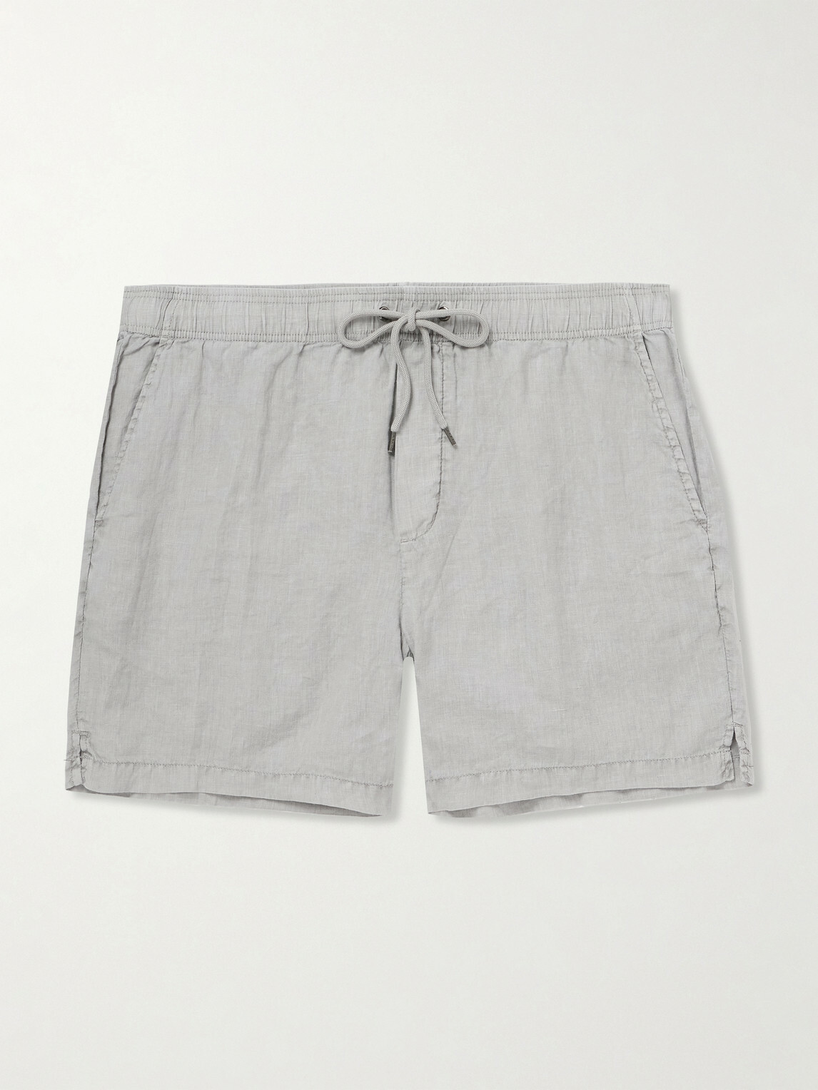 James Perse - Straight-Leg Garment-Dyed Linen Drawstring Shorts - Gray