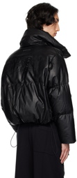 MM6 Maison Margiela Black Quilted Faux-Leather Down Jacket