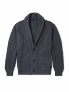 Thom Sweeney - Shawl-Collar Ribbed Wool Cardigan - Blue