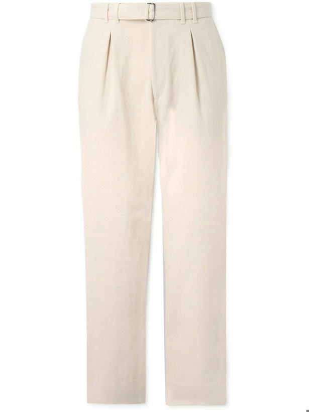 Photo: Stòffa - Tapered Pleated Belted Cotton-Twill Trousers - Neutrals