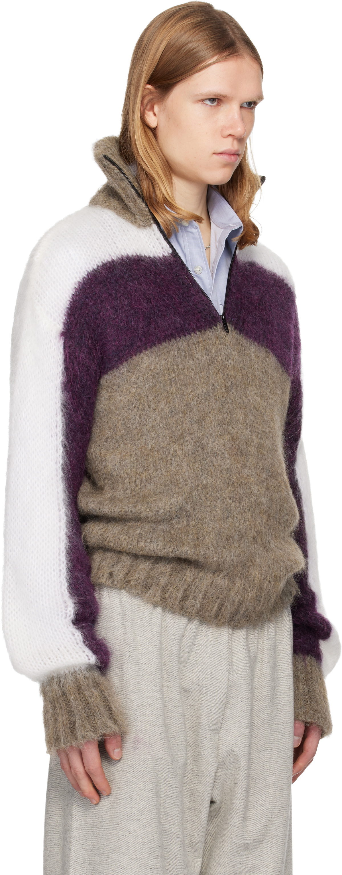 Magliano Gray & Purple Sestola Knit Sweater