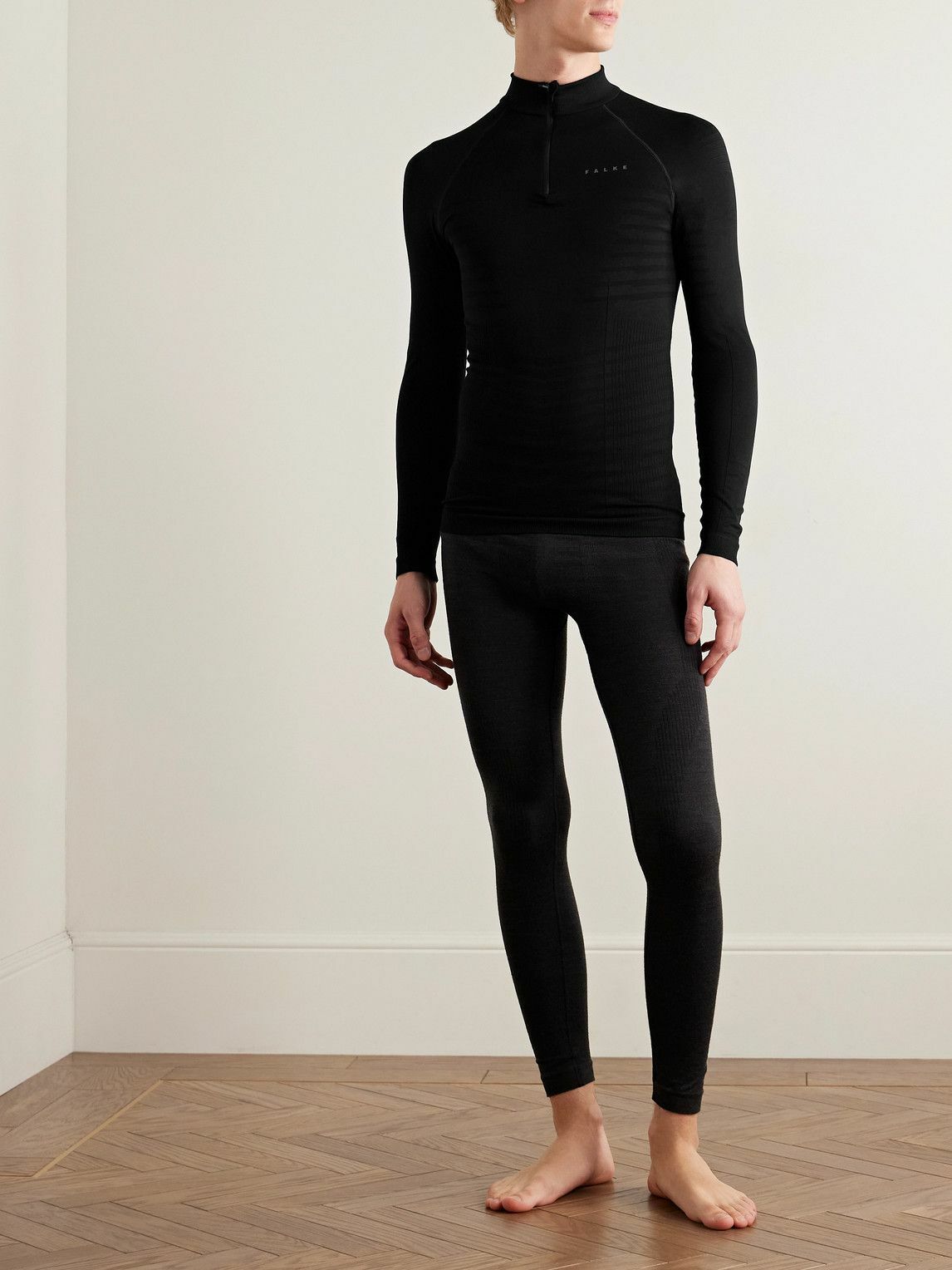 Falke - Half-Zip Ski Base Layer - Black