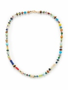 Luis Morais - 14-Karat Gold, Agate and Diamond Beaded Necklace