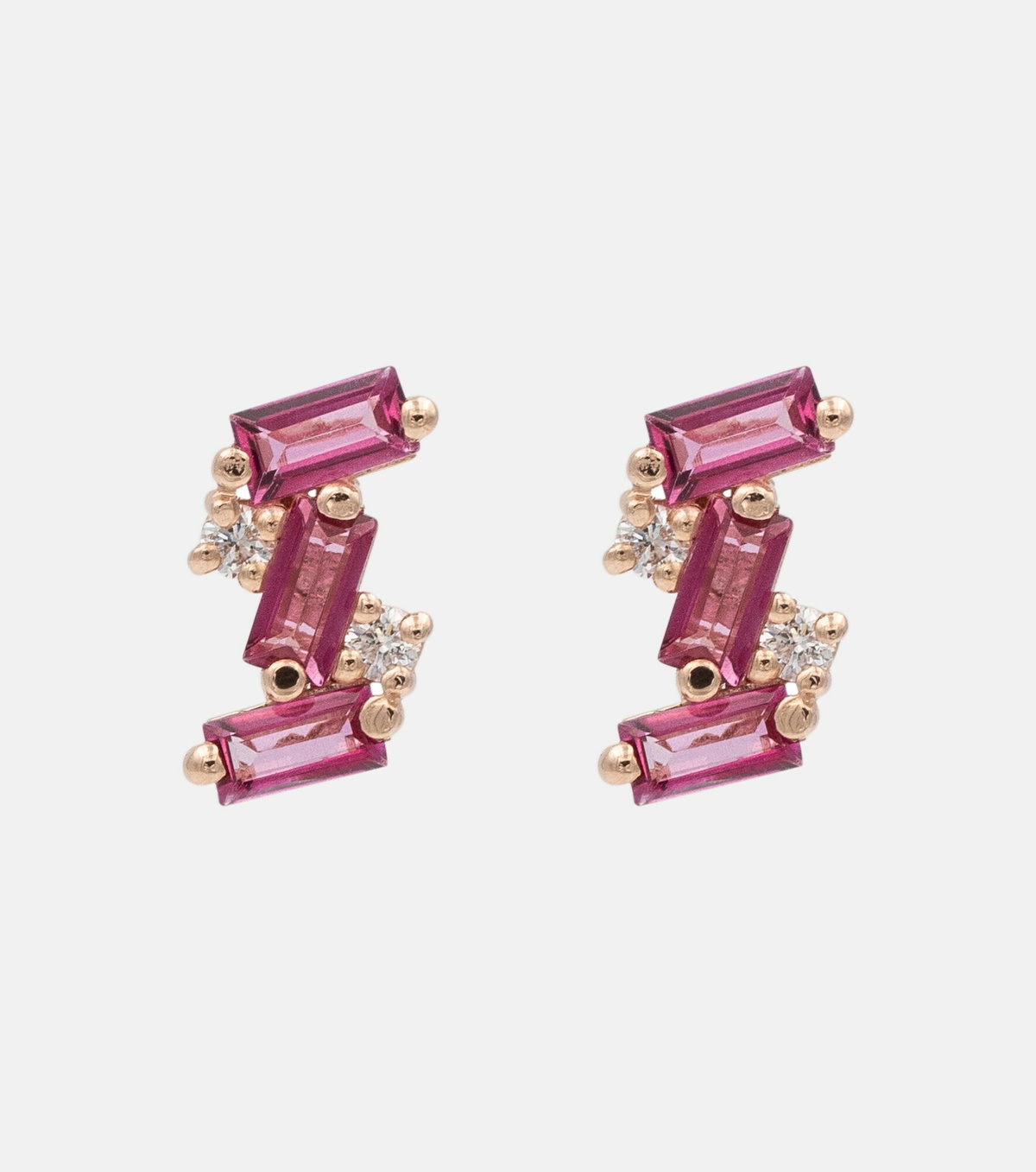 Suzanne Kalan - 14kt rose gold earrings with diamonds and topaz