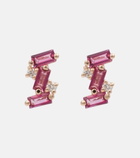 Suzanne Kalan - 14kt rose gold earrings with diamonds and topaz