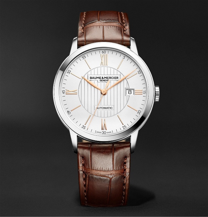 Photo: Baume & Mercier - Classima Automatic 40mm Stainless Steel and Alligator Watch, Ref. No. M0A10263 - Silver