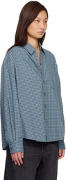 COOR Navy Micro Ombre Check Shirt