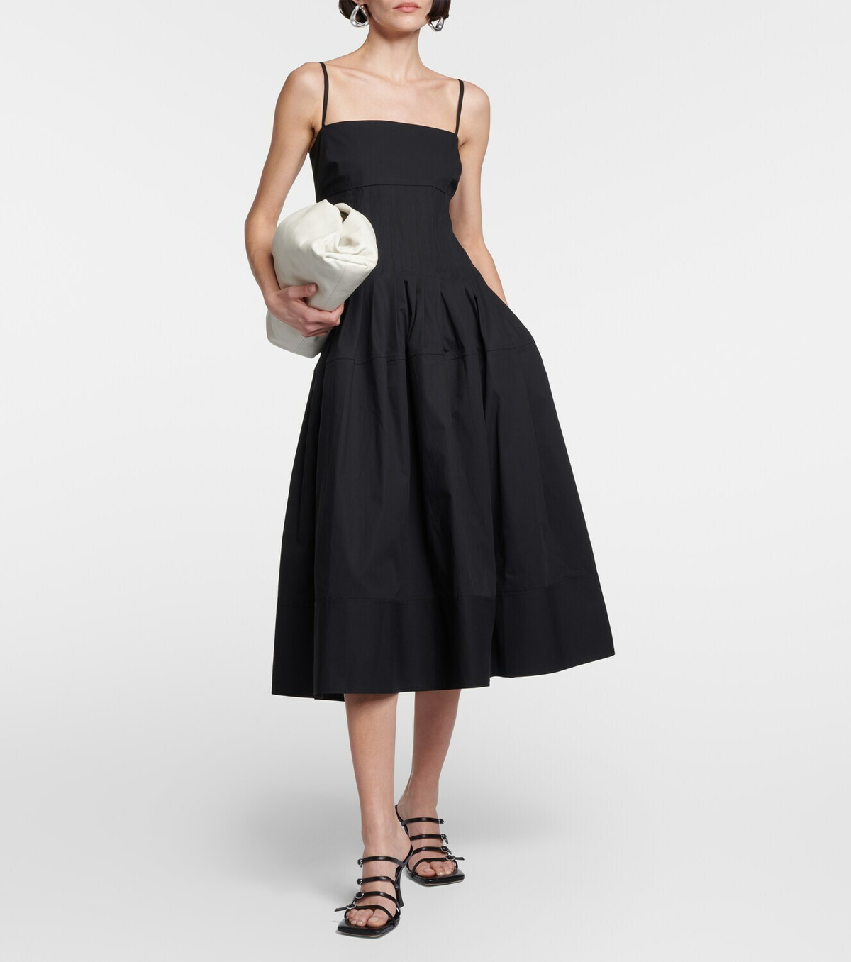 strapless open back dress Proenza Schouler Printed & Pleated Smocked Top Midi Dress, Size 0 main image 1