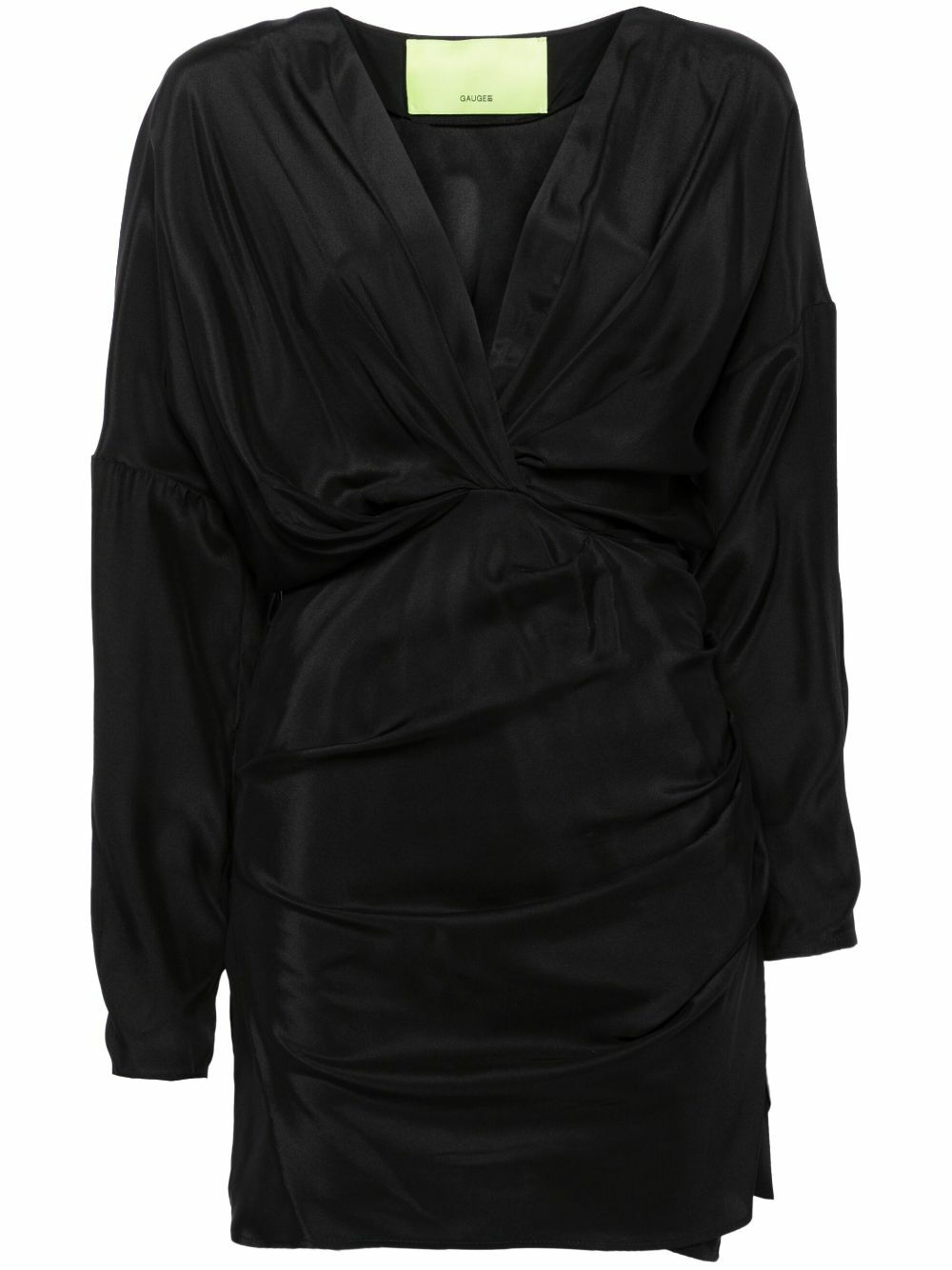 GAUGE81 Black Asuka Gathered Silk Dress