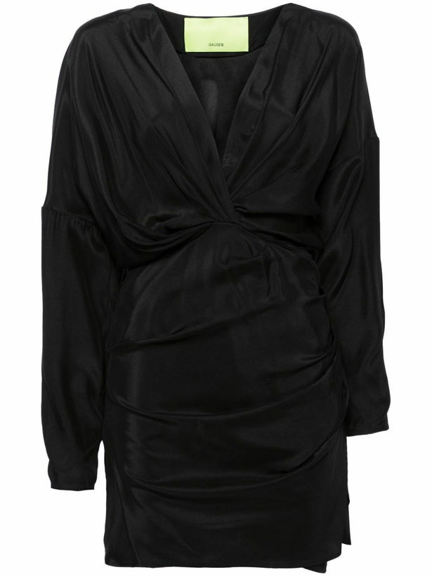 Photo: GAUGE81 Black Asuka Gathered Silk Dress