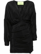 GAUGE81 Black Asuka Gathered Silk Dress