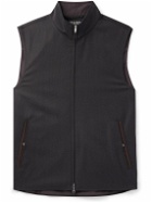 Zegna - Leather-Trimmed Wool, Mohair and Silk-Blend Twill Gilet - Brown