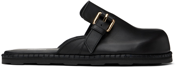 Photo: Moschino Black Leather Mule Loafers