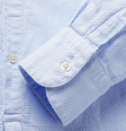 Massimo Alba - Grandad-Collar Textured-Cotton Half-Placket Shirt - Blue