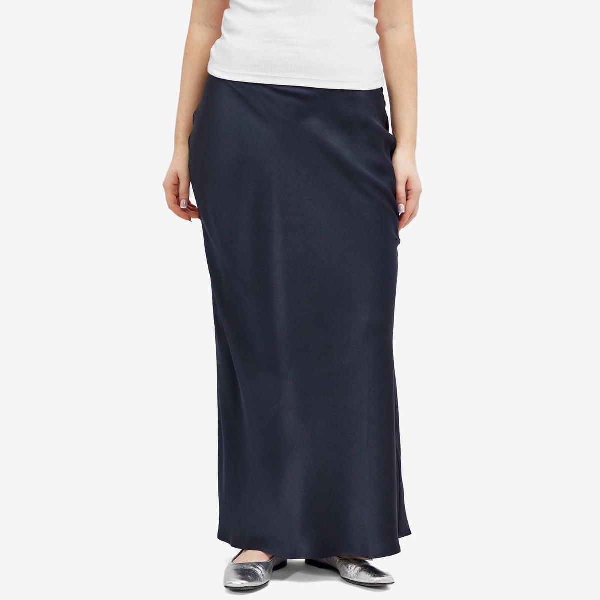 Anine Bing Women's Bar Silk Maxi Skirt in Navy
