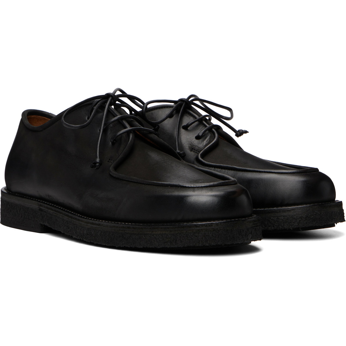 Marsèll Black Moccar Leather Derbys