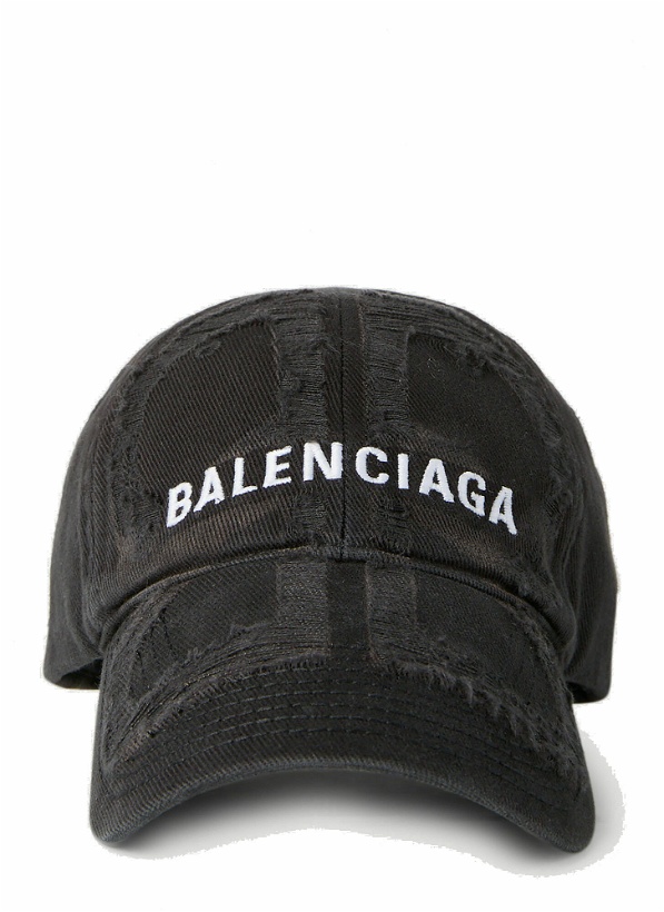 Photo: Balenciaga - BB Destroyed Baseball Cap in Black