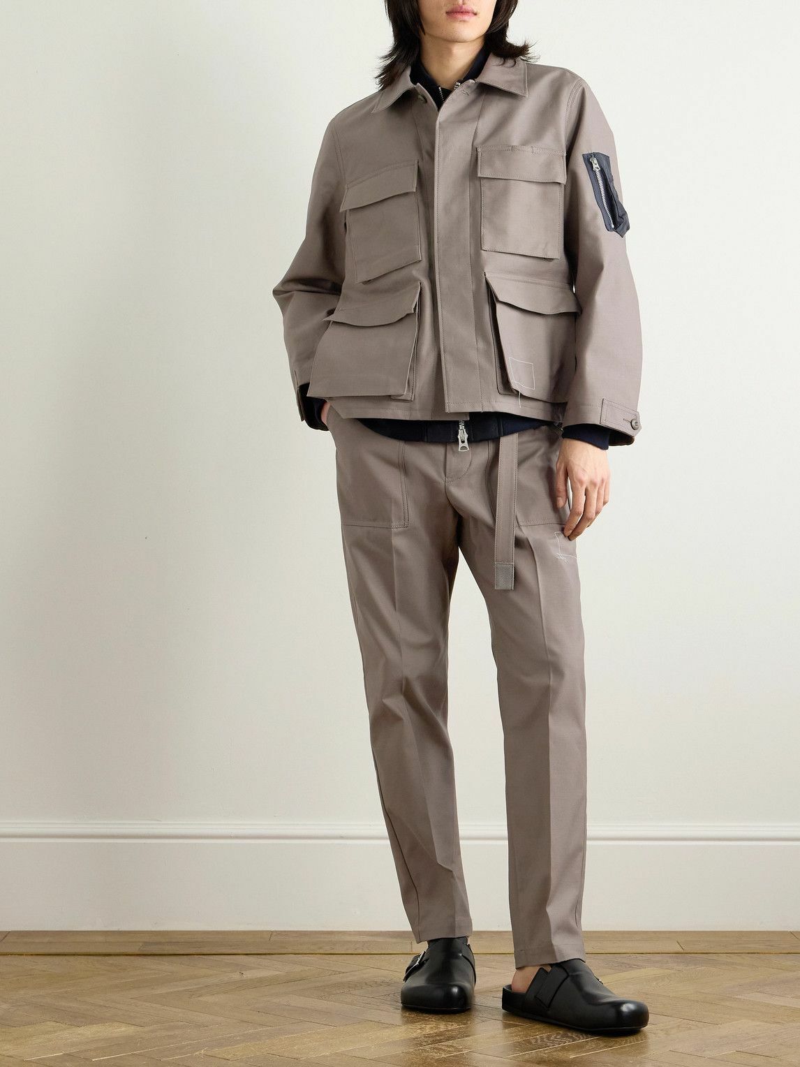 sacai×WTAPS Cotton×NylonTwill Jacket Sacai - WTAPS Nylon-Trimmed Cotton-Canvas Jacket - Brown Sacai
