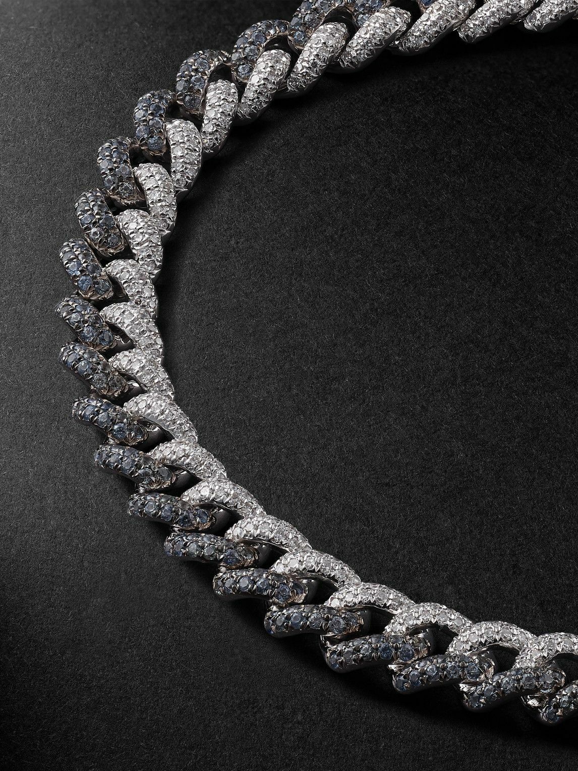 SHAY - 18-Karat White Gold, Sapphire and Diamond Curb Chain Bracelet - Silver