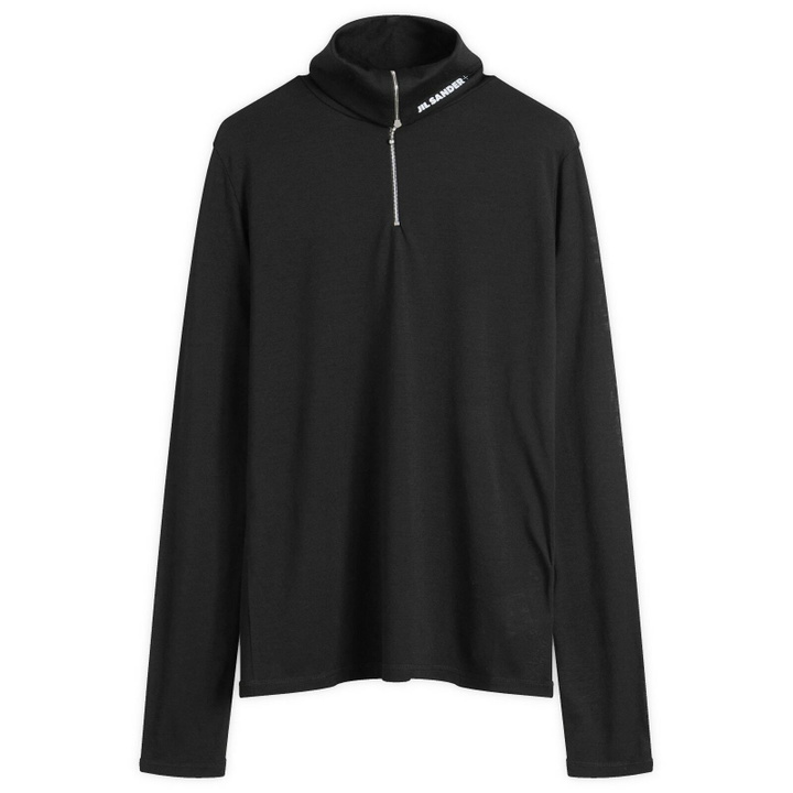Photo: Jil Sander+ Men's Jil Sander Plus Quarter Zip Wool Sweatshirt in Black